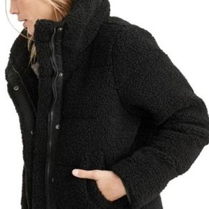 Abercrombie & Fitch Sherpa Fleece Mini Puffer Jacket Teddy Coat